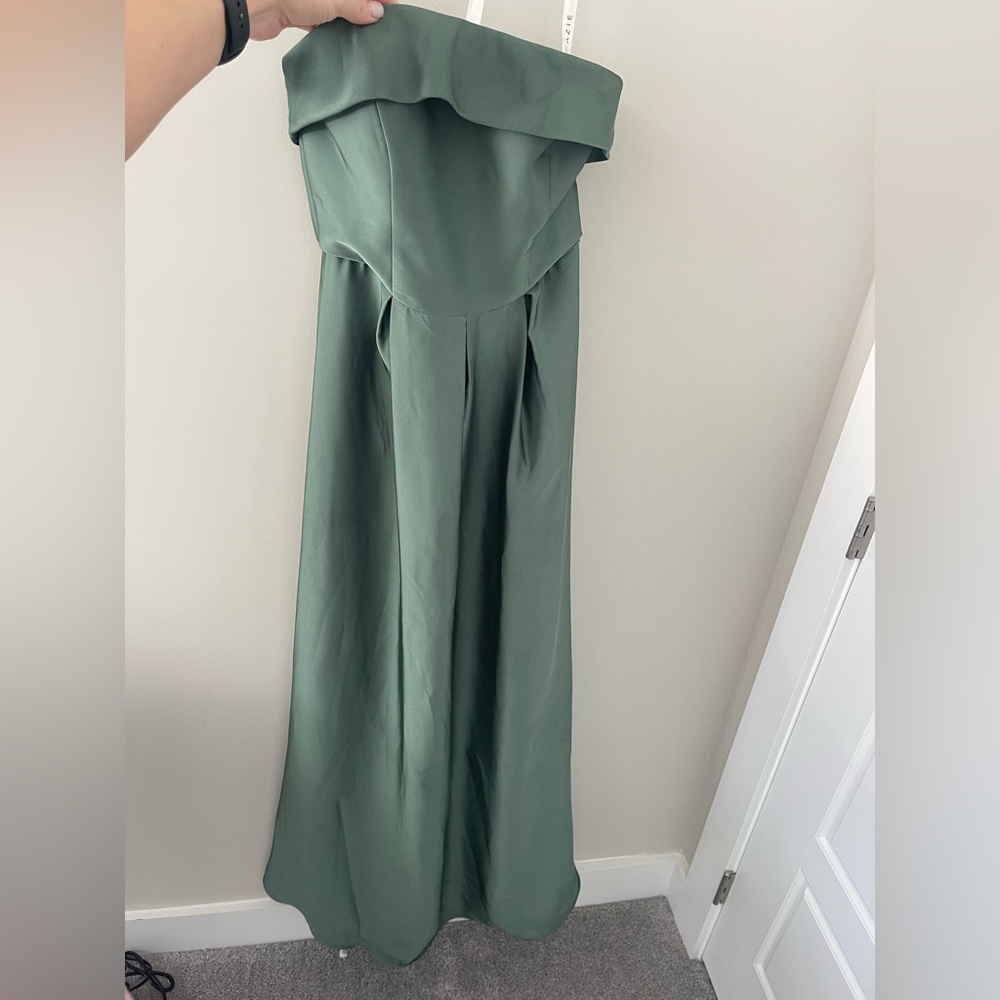 Azazie Strapless Maxi Dress in Forest Green